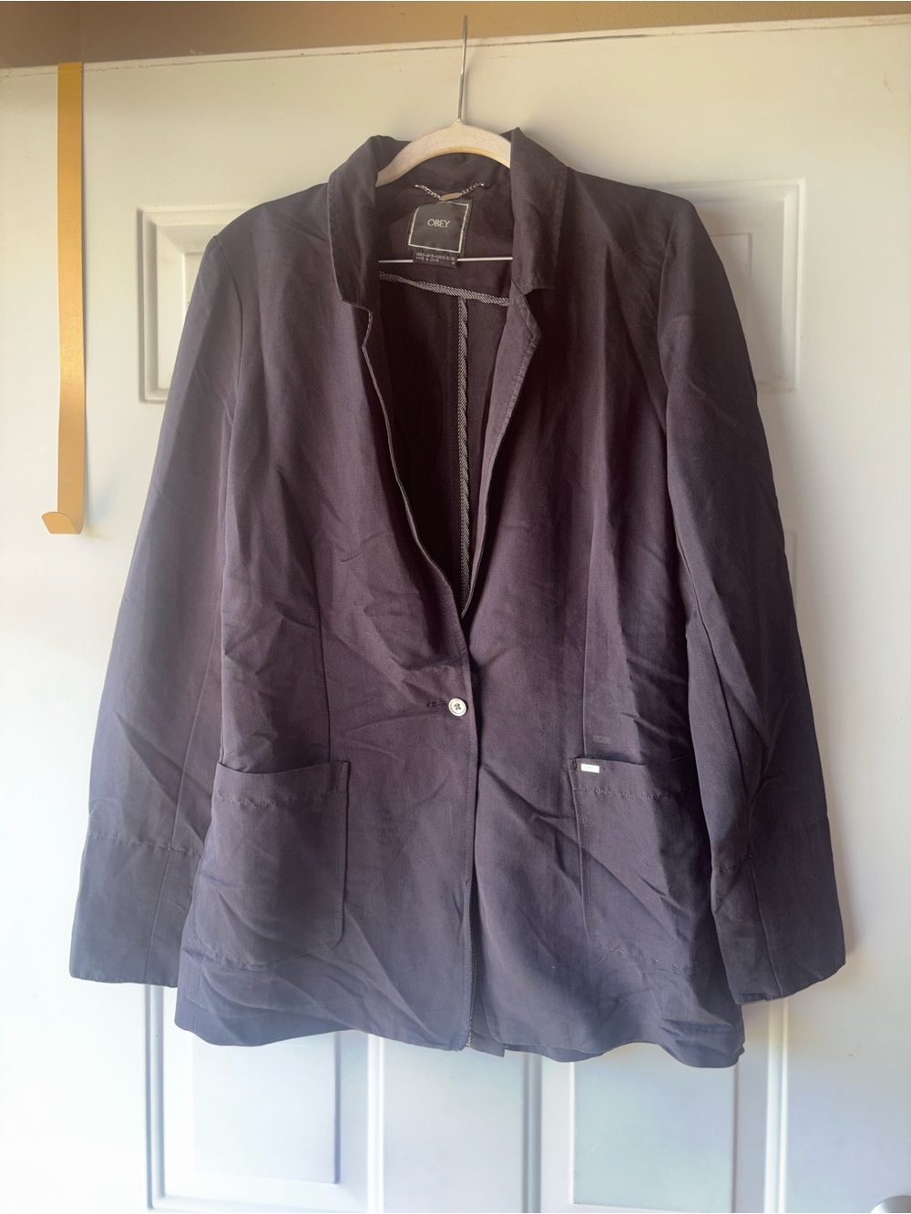 Obey black lightweight blazer jacket size M